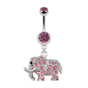 Banana in argento con ciondolo a forma di elefante rosa