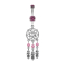 Banana silver with pendant dreamcatcher 3 balls and feathers pink