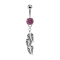 Banane argent avec pendentif 3 plumes rose