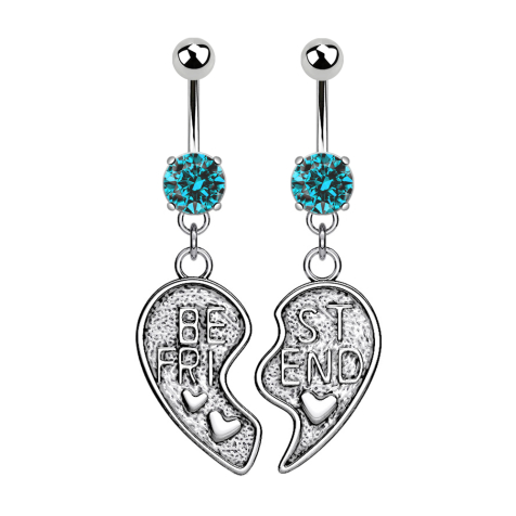 Banane argent avec pendentif Best Friend aqua