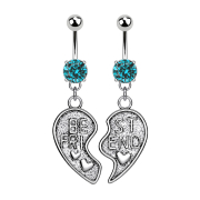 Banane argent avec pendentif Best Friend aqua