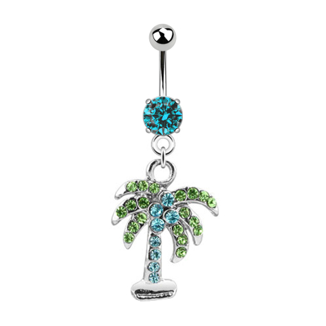 Banane argent avec pendentif palmier aqua