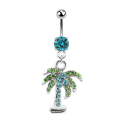 Banane argent avec pendentif palmier aqua