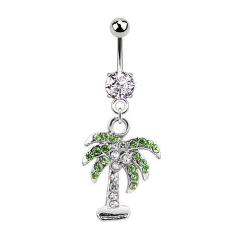 Silver banana with silver palm pendant