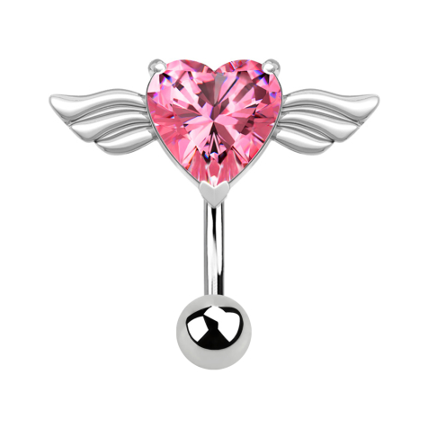 Banane argent ange avec cristal de coeur rose