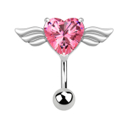 Banane argent ange avec cristal de coeur rose