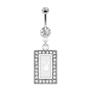 Banane silber mit Anhänger Playboy Kristall Quadrat...