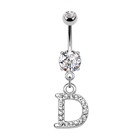 Banane silber mit Anhänger Kristall Buchstabe D