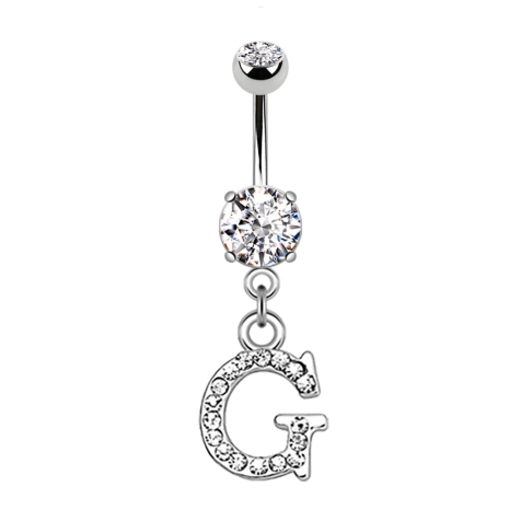 Banane silber mit Anhänger Kristall Buchstabe G