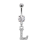 Banane silber mit Anhänger Kristall Buchstabe L