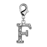 Pendant with crystal letter F