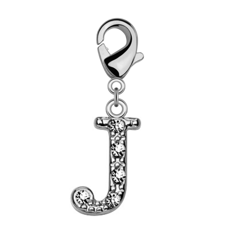 Pendant with crystal letter J