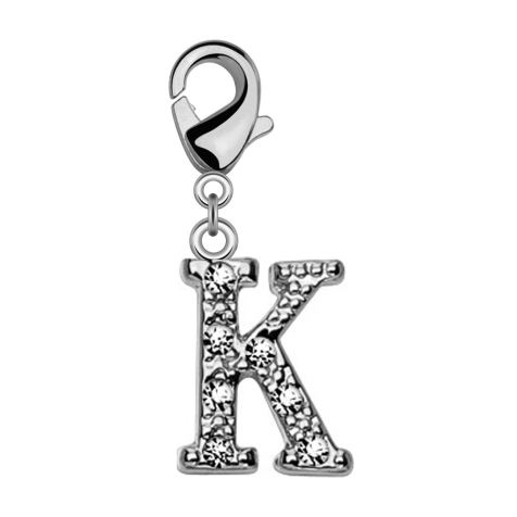 Pendant with crystal letter K