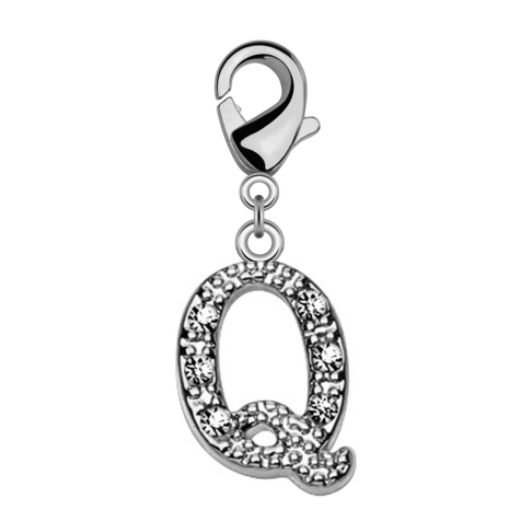 Pendant with crystal letter Q