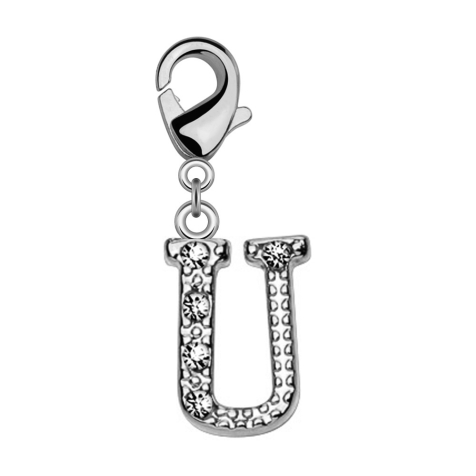 Pendant with crystal letter U