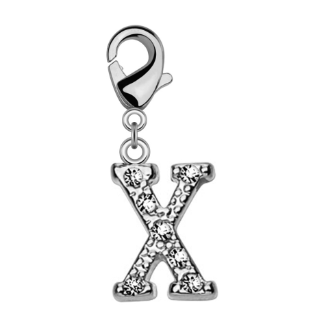 Pendant with crystal letter X