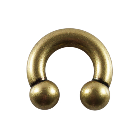 Circular barbell old gold with two balls