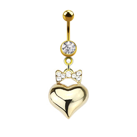 Banane 14k vergoldet mit Anhänger Masche und Herz