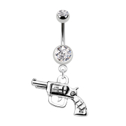 Banane silber mit Anhänger Revolver