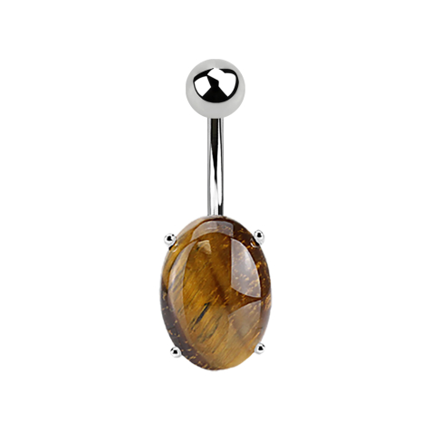 Banana silver with oval tigers eye stone