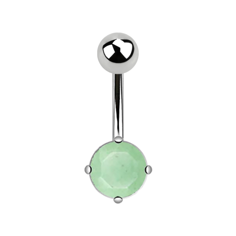 Banana silver with round jade stone