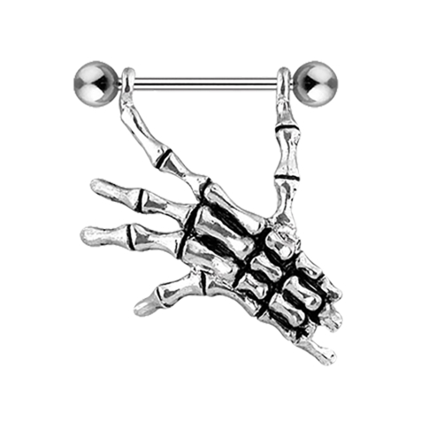 Barbell silver con due palline Skellet Hand