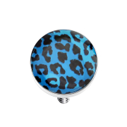 Dermal Anchor Scheibe mit Leopardenmuster blau