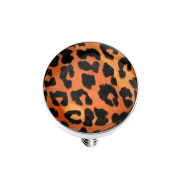 Dermal Anchor Scheibe mit Leopardenmuster orange