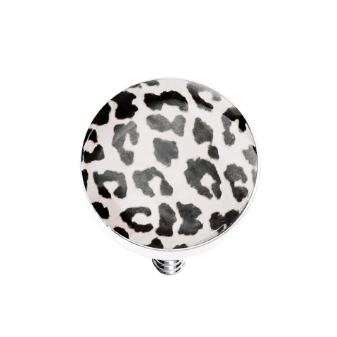 Dermal Anchor Scheibe mit Leopardenmuster weiss