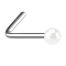 Angled nose stud with white pearl