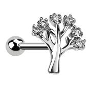 Micro Barbell avec arbre et cristal argenté