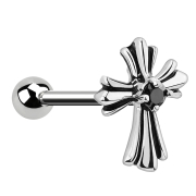 Micro bilanciere con croce vintage e cristallo nero