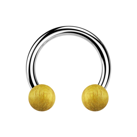 Circular barbell silver with two balls made of jackfruit wood