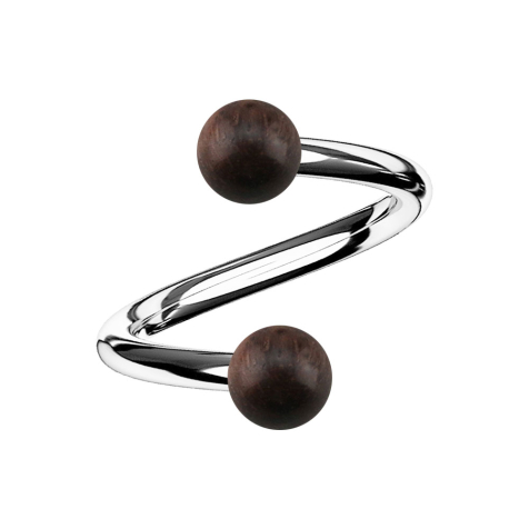 Spiral silver with two balls made of sono wood