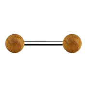 Barbell silver with two teak balls