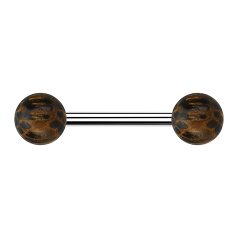 Barbell silver with two palm wood balls