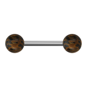 Barbell silver with two palm wood balls
