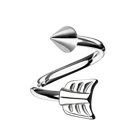 Micro spirale argentée avec cône et flèche