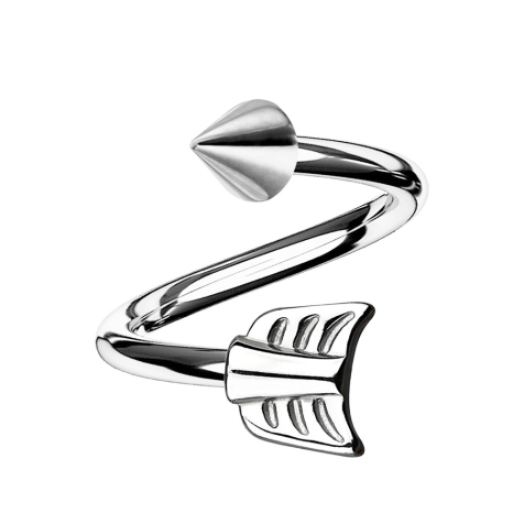 Spirale dargento con cono e freccia