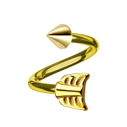 Micro spirale placcata oro con cono e freccia