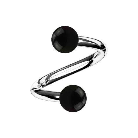 Micro spirale argentée avec deux boules noires