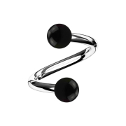 Micro spirale argento con due sfere nere