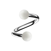 Micro spiral silver with two white balls
