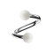 Micro spirale argentée avec deux boules blanches
