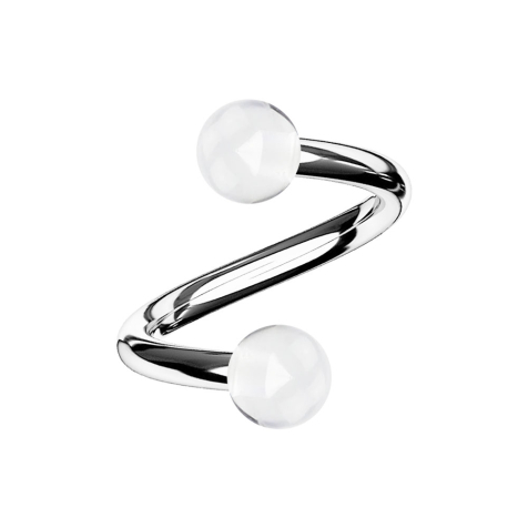 Micro spiral silver with two transparent balls