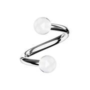 Micro spiral silver with two transparent balls
