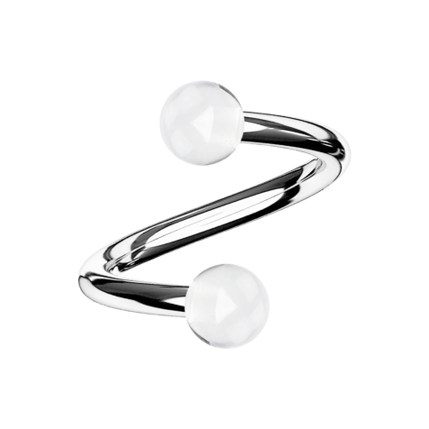 Spiral silver with two transparent balls
