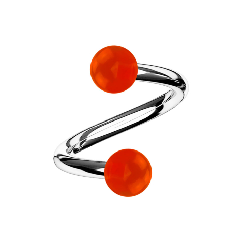 Micro spiral silver with two balls red transparent