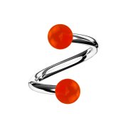 Micro Spirale silber mit zwei Kugeln rot transparent