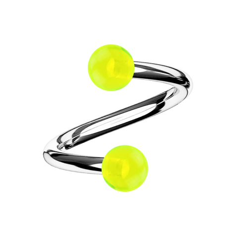 Spiral silver with two balls yellow transparent